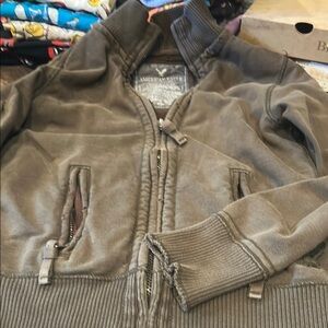 Brown American eagle sweatshirt Bomber Jacket